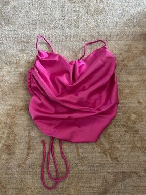 SHEIN Hot Pink Satin Cowl Neck Cami